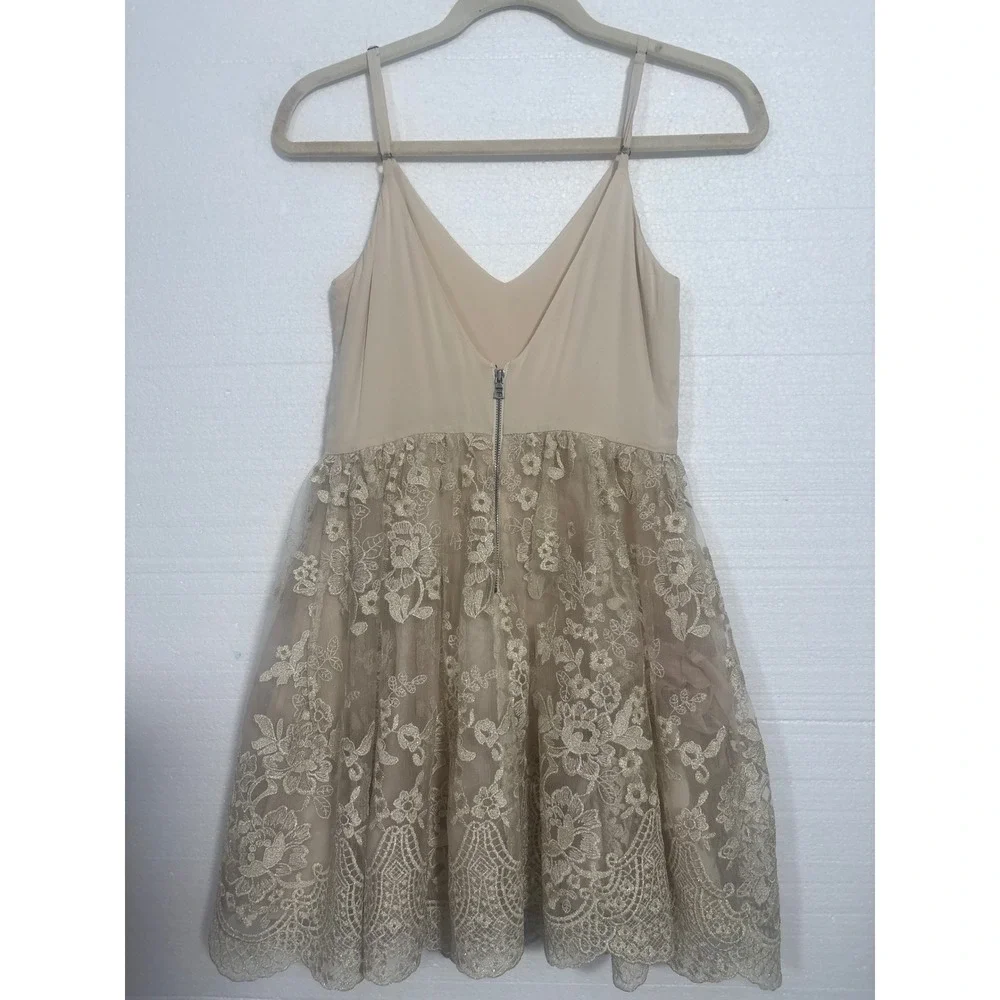 Alice + Olivia Juliane Lace Mini Dress Cream Bridal Ballerina Deep V Back S